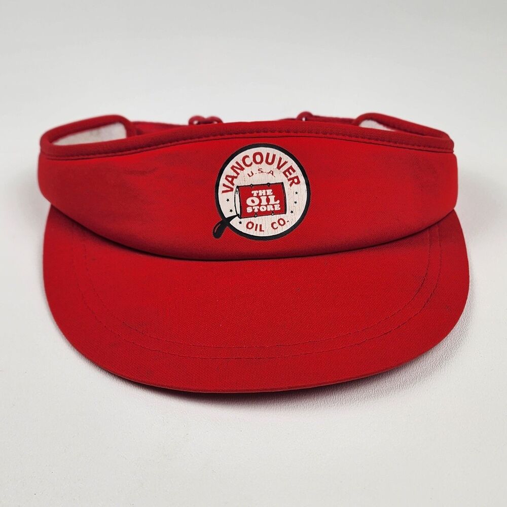 Vintage Vancouver USA Oil Co The Oil Store Visor Hat Capital Made in USA Red